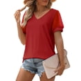 thumbnail image 2 of MOSHU Summer Womens Tops Dressy V Neck Blouses for Women Swiss Dot Puff Sleeve Shirts, 2 of 8