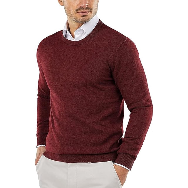 Jersey de cuello redondo para hombre Jersey de punto Jersey de punto fino Jersey de invierno para hombre (XL)