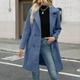 thumbnail image 3 of Women's Lapel Mid-Length Button-Down Woolen Coat for Fall and Winter, Classic Style, Winter Clothes for Women,Blue,XL, 3 of 6