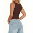 thumbnail image 2 of Summer Tops, Women'S Sleeveless Square Neck Sexy Slim Tank Tops With Built In Bras Solid Color Pullover Animal Print Tops For Women Valentines Sweatshirts Tops Blouses Casual (XL, Coffee) ZMTing, 2 of 5