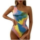 thumbnail image 1 of Traje de baño de una pieza para mujer, conjuntos de bikini para mujer, bikini de un solo hombro con estampado tie-dye de tela arrugada para mujer, traje de baño de una pieza para mujer, 1 of 6