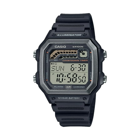 Casio Mens LCD Sports Timer Wristwatch, Black