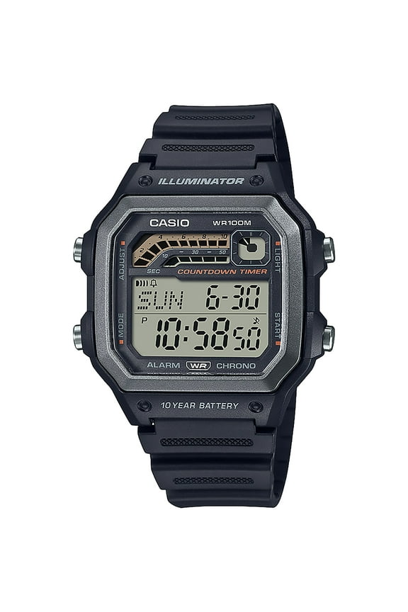 Mens LCD Sports Timer Wristwatch, Black
