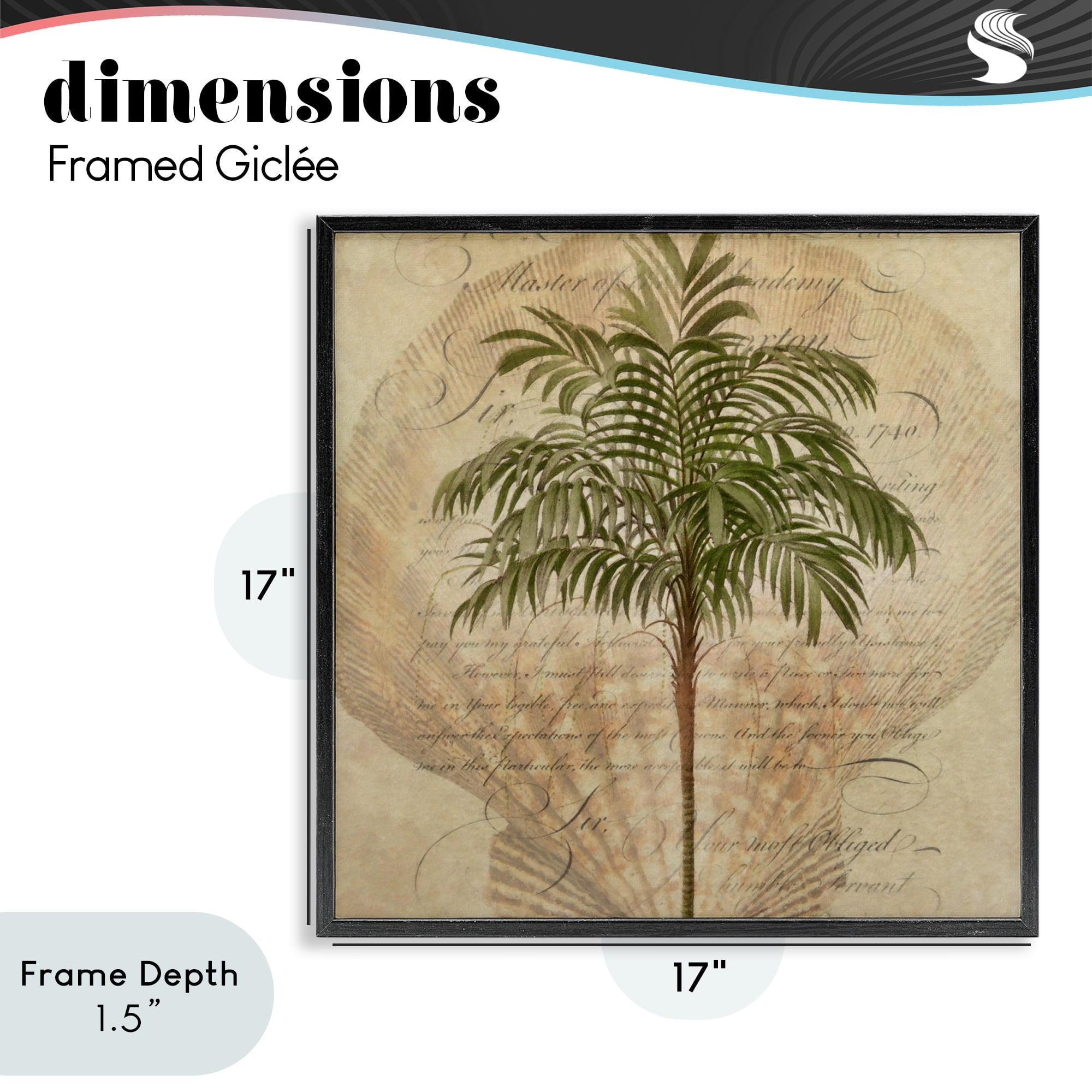 Stupell Industries Subdued Tropics Palm Black Framed Giclee Art, design by Steve Hunziker
