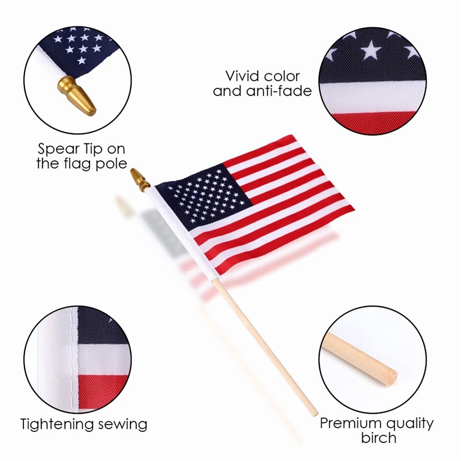 Small Us Flags Mini American Flag On Stick 4" X 6" - Small Mini American Flags