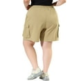 thumbnail image 3 of FAB CURVES Women's Plus Size Drawstring Elastic Waist Straight Leg Cargo Shorts, 3 of 5