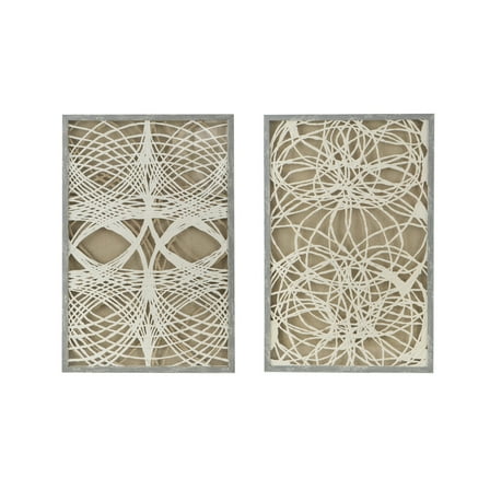 A&B Home Sienna Paper Leaf Shadow Box Wall Decor - Set of 2 - Grey/White