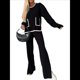 thumbnail image 1 of Conjunto de 2 Piezas para Mujer: Jersey de Punto de Larga Informal y Pantalón de Pierna . Conjunto Deportivo para Estar en Casa. Negro S, 1 of 10