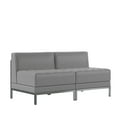 thumbnail image 2 of Emma + Oliver 2 Piece Gray LeatherSoft Modular Reception Lounge Set - Reception Bench, 2 of 9