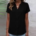 thumbnail image 6 of Blouse Women Ndbuld Women's Fashionable V-neck Button-down Short-sleeved Shirt Top Black XL, 6 of 6