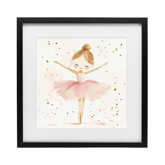 Stupell Industries Cottage Ballerina On Her Toes Black Framed Print Under Glass, 16 x 16, by Creative Studio