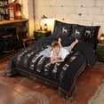 thumbnail image 4 of Manfei Woodland Deer Moose Twin Bedding, Retro US Flag Bedding Comforter Set, Brown Black, Black Reversible 7-Piece, 4 of 6