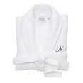 thumbnail image 3 of Authentic Hotel and Spa  White Unisex Turkish Cotton Waffle Weave Terry Bath Robe with Grey Script Monogram G S/M, 3 of 5
