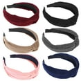 thumbnail image 3 of EeaseMX 6 diademas anchas y lisas con nudo tipo turbante para el cabello, accesorio para mujeres y niñas (rojo vino, gris oscuro, azul marino, negro, caqui y rosa)., 3 of 7