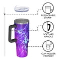 thumbnail image 4 of Thunder 40oz Tumbler with Handle and Straw, Large Capacity Travel Cup for Hot & Cold Drinks, Double Walled Vacuum Insulated Cup, Lover, Birthday, Lightening, 4 of 6