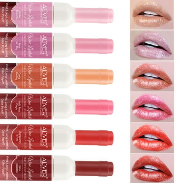 Aliver Liquid Sparkling Lip Glaze Set 6PCS Long Lasting Moisturizing Wine Lipstick Gloss Liquid Lipstick Lips Makeup Set - 7g