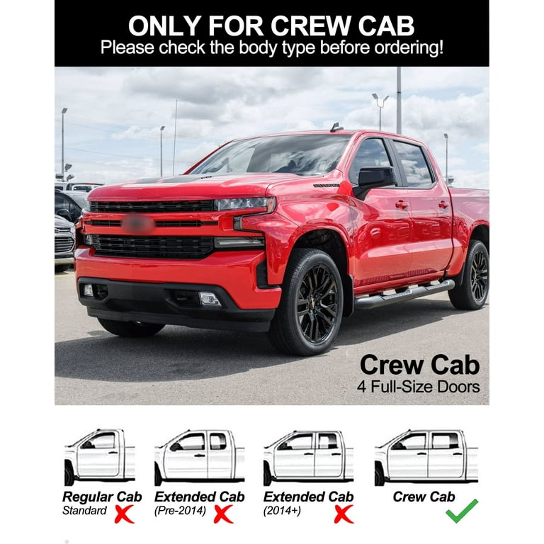Running Boards 6 inch Car Side Steps Nerf Bars for 2019 2022 Chevrolet Silverado 1500 2020 2022 Silverado 2500HD 3500HD Crew Cab 2019 2022 GMC Sierra