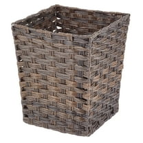 mDesign Woven Square Trash Can Wastebasket, Garbage Container Bin - Dark Brown