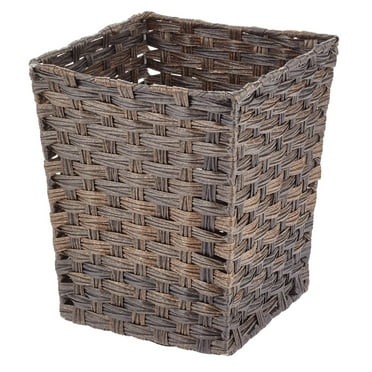mDesign Woven Square Trash Can Wastebasket, Garbage Container Bin - Dark Brown