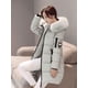 thumbnail image 2 of Parka con capucha y cuello de piel para mujer, abrigo largo con diseño de bolsillos y cremallera con parche de letras a la moda, abrigos gruesos y cálidos elegantes para mujer, 2 of 2