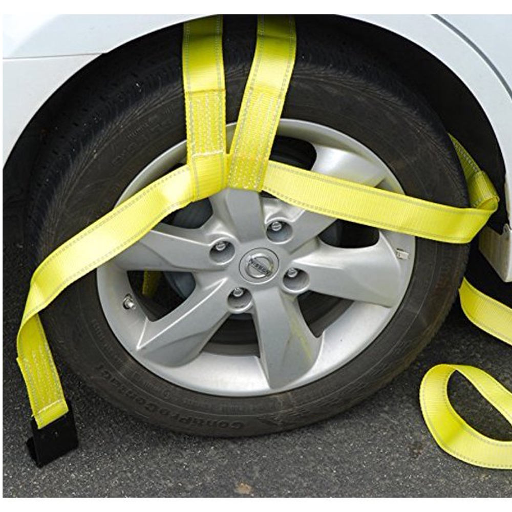 Two (2x) Orange Demco Tow Dolly Straps Rugged Weave Axle W/ Hooks & 2 Ratchets E - Foto 4