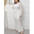 thumbnail image 5 of Eternatastic Lace Floral Fishtail Dresses For Women Midi Bodycon 3XL White, 5 of 6
