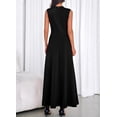 thumbnail image 6 of BTFBM Summer Dresses for Women Mock Neck Sleeveless High Waist Flowy Aline Maxi Spring Wedding Guest Dress Cocktail, 6 of 9