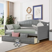 Aukfa Solid Wood Daybed with Storage Drawers, Twin Bed Frame - Gray