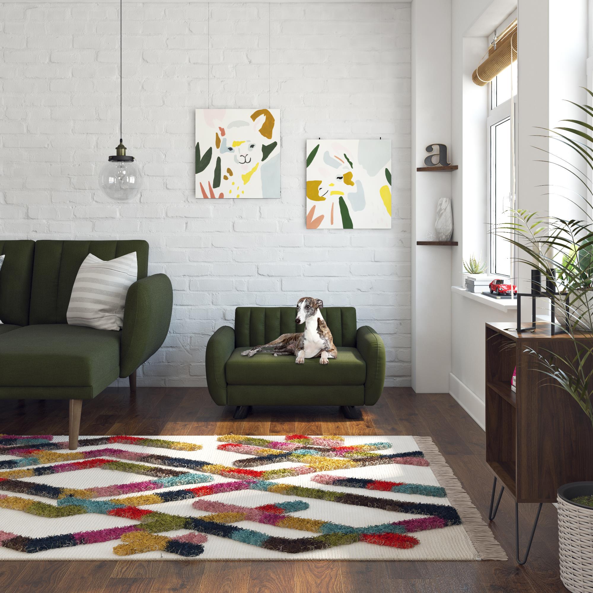Novogratz Brittany Pet Sofa, Small/Medium Pet Bed, Green Linen