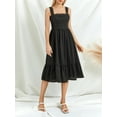 thumbnail image 4 of ZAXARRA Robe Midi Décontractée d'Été pour Femmes Couleur Unie/imprimé Floral Sans Manches Dos Nu à Volants Robe Trapèze Mode Soirée, 4 of 9