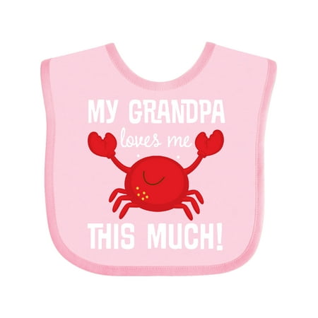 

Inktastic My Grandpa Loves Me grandson crab Boys or Girls Baby Bib