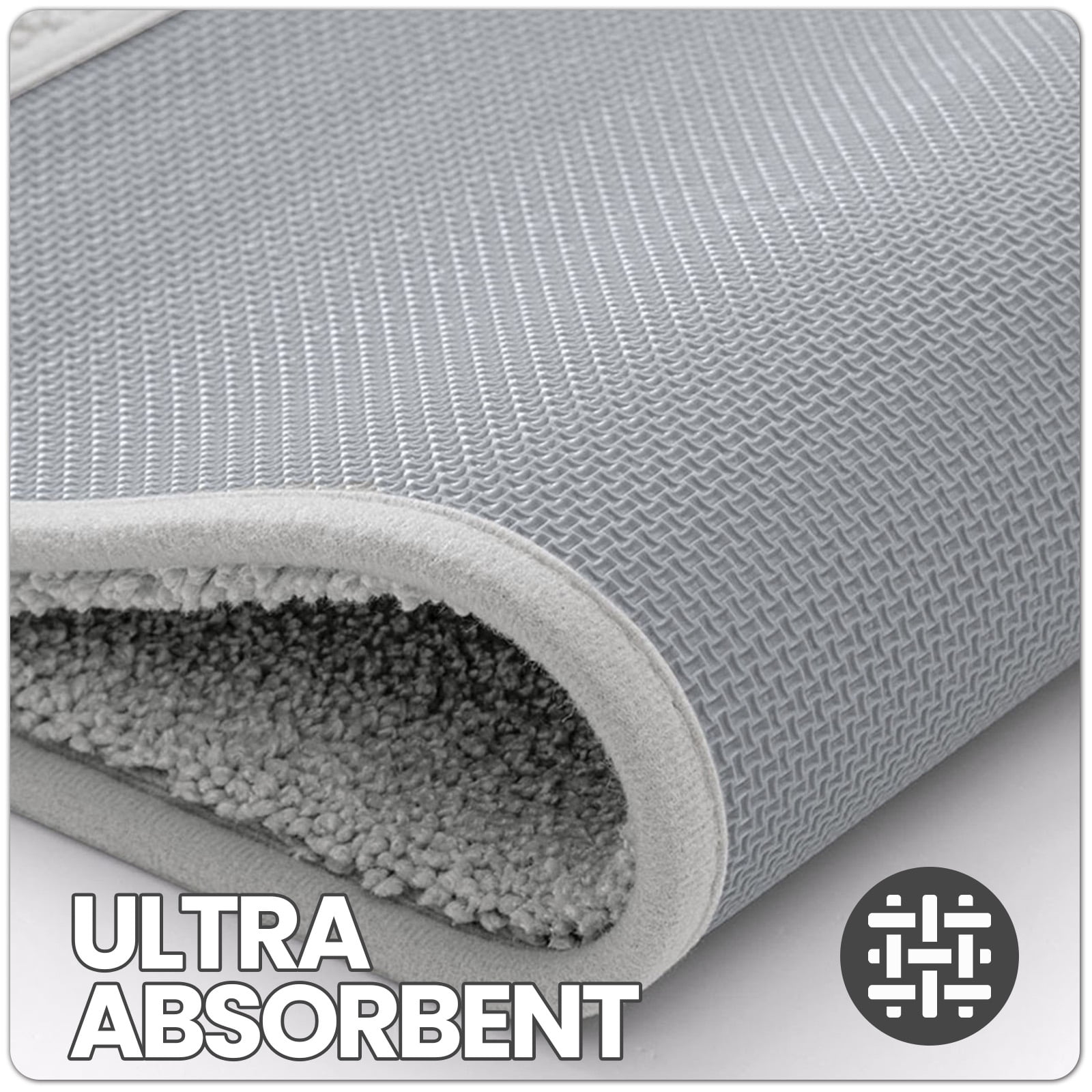 OEAKAY Traditional Shag Bath Mat, Light Gray Soft Microfiber Bathroom Rug for Bathroom Floor, 16"x24", Machine Washable, Super Absorbent and Non-Slip