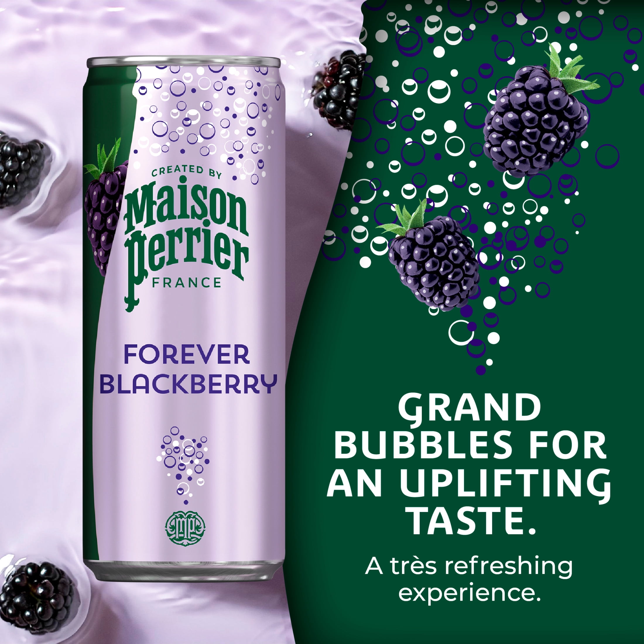 Maison Perrier Forever Blackberry Sparkling Water, 11.15 fl oz, 24 Pack Cans (3 Pack of 8)