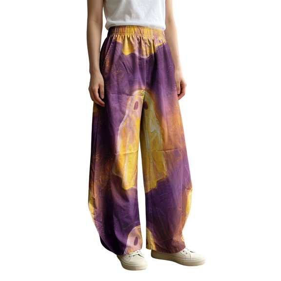 Bovemsi Hiking Pants Women Wide Leg Barrel Baggy Trousers, Elastic High Waist Casual Pants With Pockets Fashion Outfits Clothes M Purple