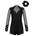 thumbnail image 2 of Alvivi Kids Girls Rhinestone Leotard Biketard Gymnastic Figure Skating Unitard with Hair Scrunchie Silver Grey&Black 16, 2 of 7