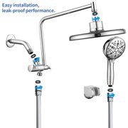 JoyRain High Pressure 8” Overhead Shower & 4.5” 8-Mode Handheld Combo with 90° Extension Arm, Adjustable Height, Chrome