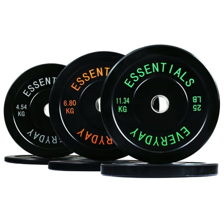 BalanceFrom Black Bumper Plate Set, Includes 10 lb Pair, 15 lb Pair, and 25 lb Pair, Black