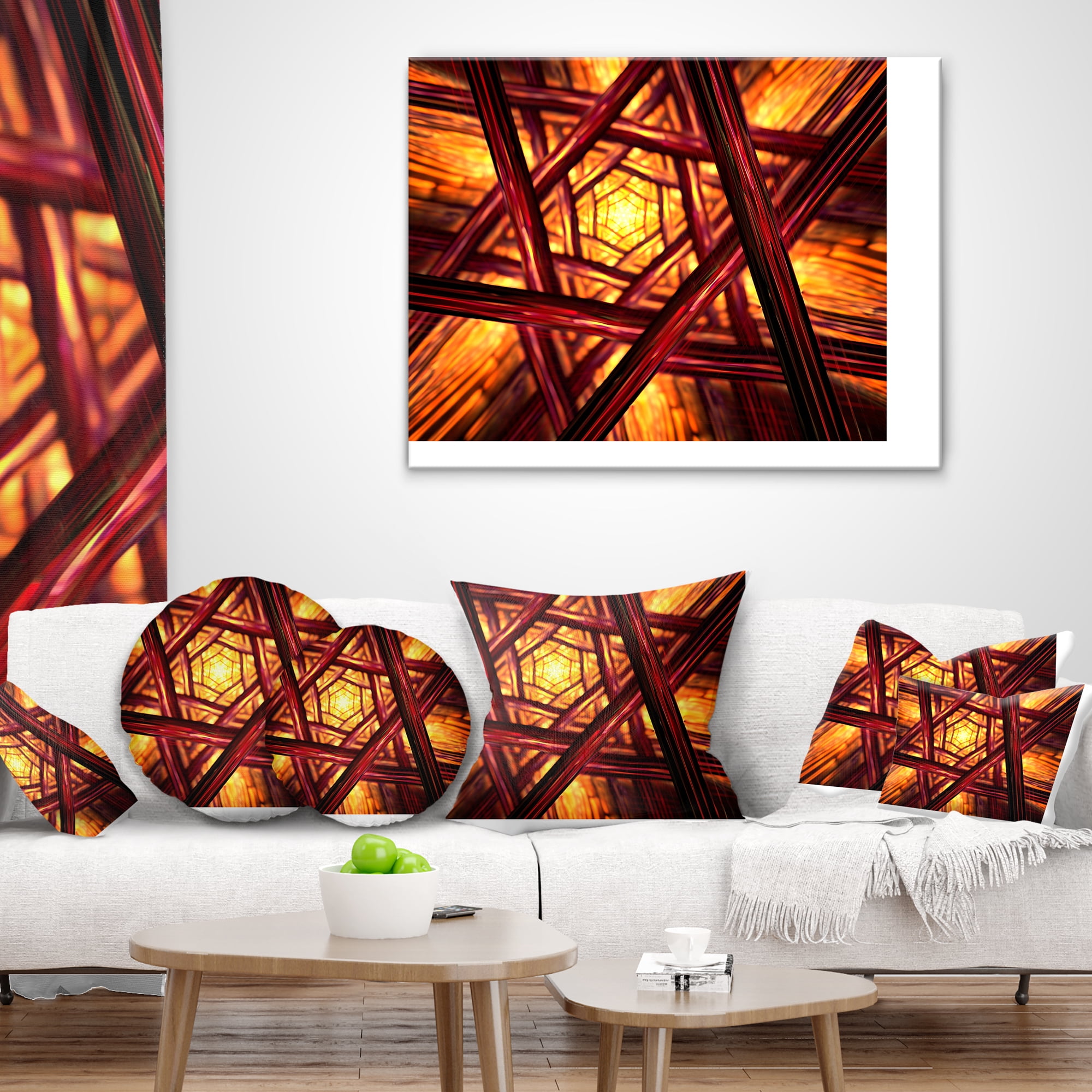 Designart Fractal Mandala Design - Abstract Throw Pillow - 18x18