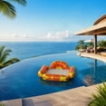 thumbnail image 6 of Pool Float,Ergonomic Inflatable Water Mattress With Built In Headrest Cup Holders And Side Storage Pockets,Foldable Heavy Duty Floating Lounge For Adult Beach Pool Leisure(Orange), 6 of 8