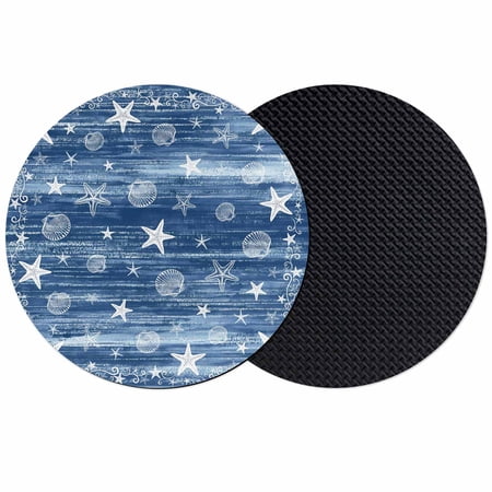 Navy Blue Coastal Coasters Set of 2 Absorbent Coasters for Drinks Vintage Starfish Shell Summer Beach Nautical Coaster for Desk Coffee Table Protection Home Decor House Warming Gifts 4