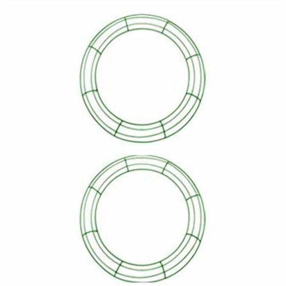 Royalty Essentials 16 Inch Metal Wire Wreath Wire Frame Form Hanger Green 16 Inch Pack of 2