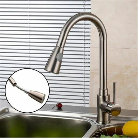 16 in. Pull-Out Brushed Nickel Kitchen Sink Faucet Spray Swivel