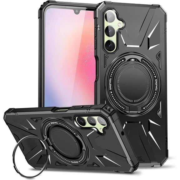 Military Grade Samsung Galaxy A54 5g Case with Stand and Magnetic Mount Black, Durable 2 in 1 Soft TPU Shell and Hard PC Cover Samsung A54 5g Phone Case Shockproof (Black)
