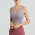 thumbnail image 5 of IWRICH Women's Sports Bras Longline Wirefree V Neck Padded Cropped Tank Tops with High Support Light Gray XXL, 5 of 7