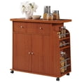 thumbnail image 1 of Hodedah Contemporary Wooden Kitchen Cart with Spice Rack in Cherry Finish, 1 of 7