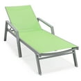 thumbnail image 4 of LeisureMod Marlin Modern Outdoor Chaise Lounge Arm Chair with Grey Powder Coated Aluminum Frame for Patio and Backyard Garden, Set of 2 (Green), 4 of 12