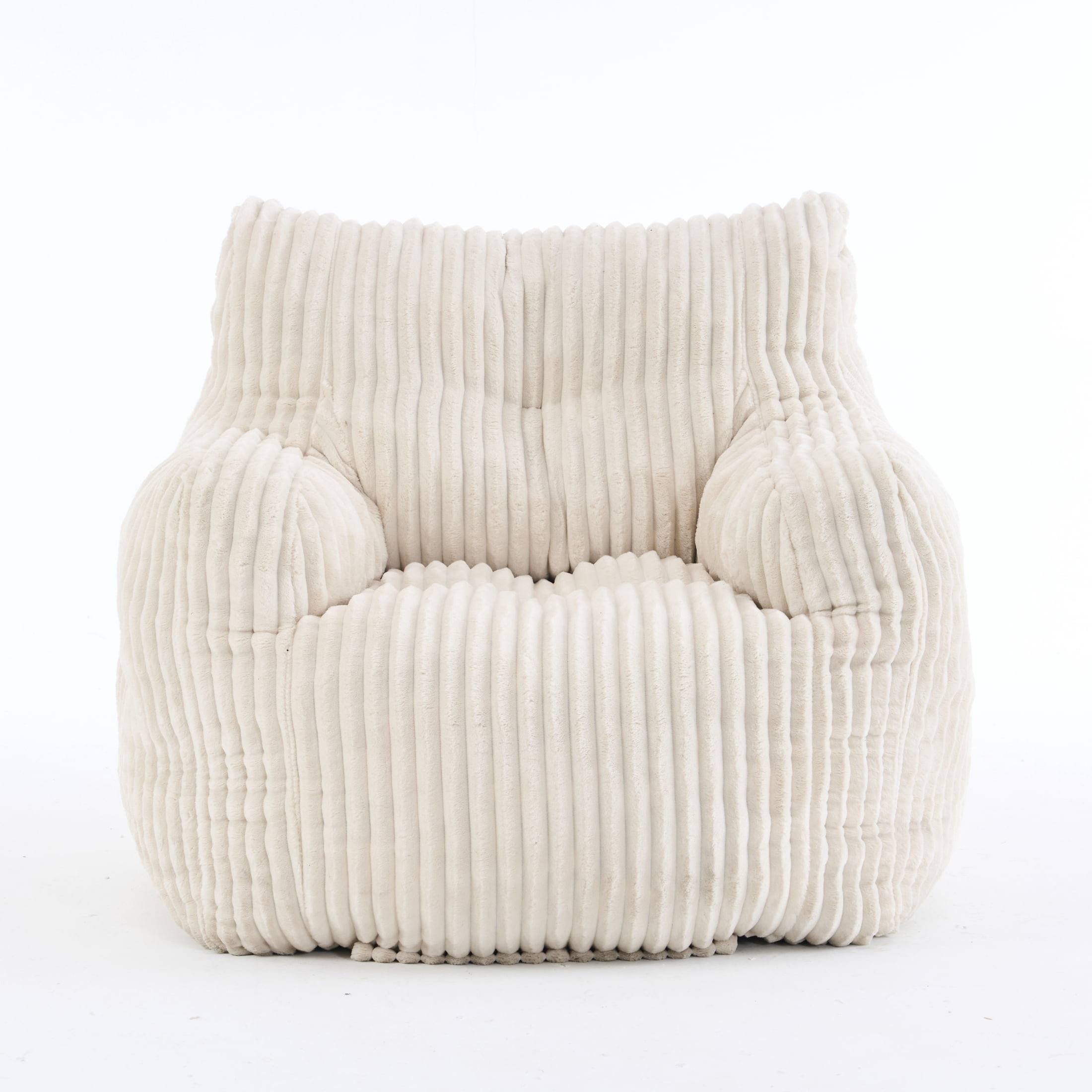 ShiKeyi Bean Bag Chair, Comfy Memory Foam Lazy Sofa for Adults and Teens, Premium Cozy Floor Chair Lounger for Living Room, Bedroom and Dorm, Corduroy-Beige