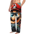 thumbnail image 2 of Sigee Mario F Print Men's Pajama Pants - Soft Lounge Sleep Bottoms with Elastic Waistband and Pockets-Small, 2 of 9