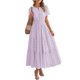 thumbnail image 1 of Vestido casual BTFBM para mujer, verano 2025, cuello en V y cintura elástica, 1 of 9