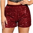 thumbnail image 2 of Ahabrexf Sequin Shorts for Women High-Waisted Stretchy Party Shorts, 2 of 9